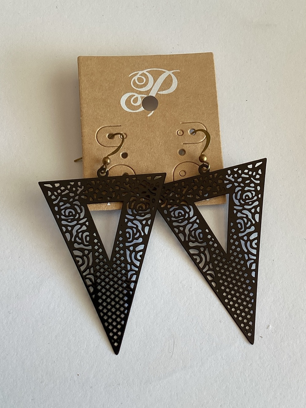 Plunder Black Laser-Cut Triangle Drop Earrings
